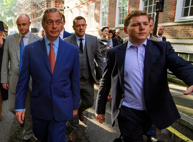 ? Licensed to London News Pictures. FILE PICTURE DATED 24/06/2016. London, UK. UKIP leader NIGEL FARAGE (left) walking with former aide GEORGE COTTRELL (right) in Westminster on the day that the UK voted to leave the EU in a referendum.
