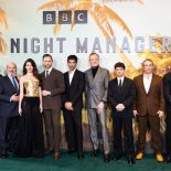 LONDON, ENGLAND - DECEMBER 10: (L-R) Indira Varma, Paul Cahidi, Camila Morrone, Tom Hiddleston, Diego Calva, Noah Jupe, Michael Nardone and Slavko Sobin attend 