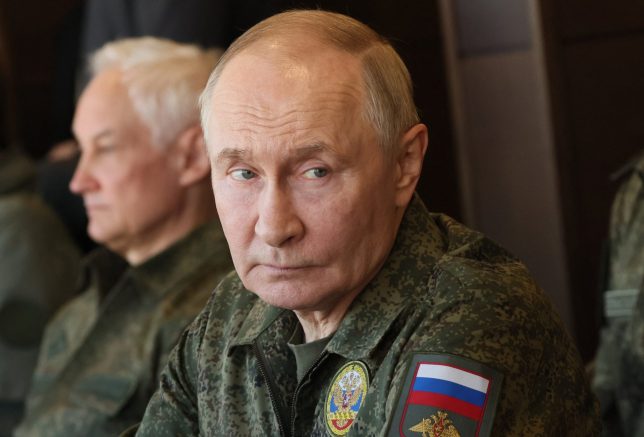 In this pool photograph distributed by the Russian state agency Sputnik, Russia's President Vladimir Putin inspects the "Zapad-2025" (West-2025) joint Russian-Belarusian military drills at a training ground in the Nizhny Novgorod Oblast on September 16, 2025. (Photo by Mikhail METZEL / POOL / AFP) (Photo by MIKHAIL METZEL/POOL/AFP via Getty Images)