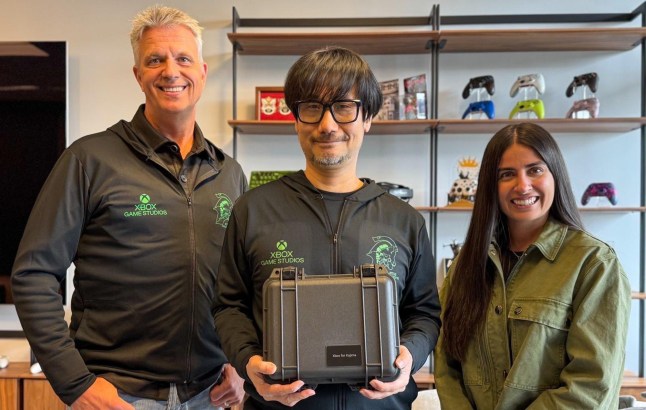 Xbox boss Asha Sharma with Hideo Kojima and Matt Booty