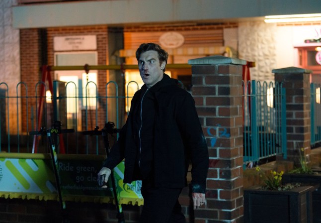 Theo looking frightened in Corrie