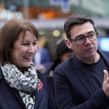 Chancellor of the Exchequer Rachel Reeves and Mayor of Greater Manchester Andy Burnham selling poppies with Royal British Legion veterans at Manchester Piccadilly Station. Picture date: Thursday November 7, 2024.