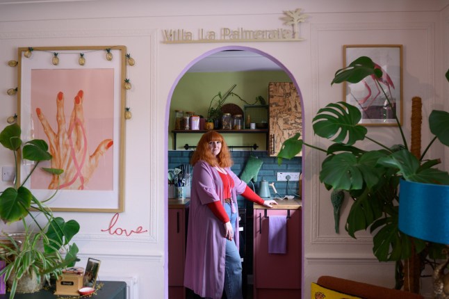 Interior designer Evelyn Lindley inside her one-bedroom flat in Marden, Kent.