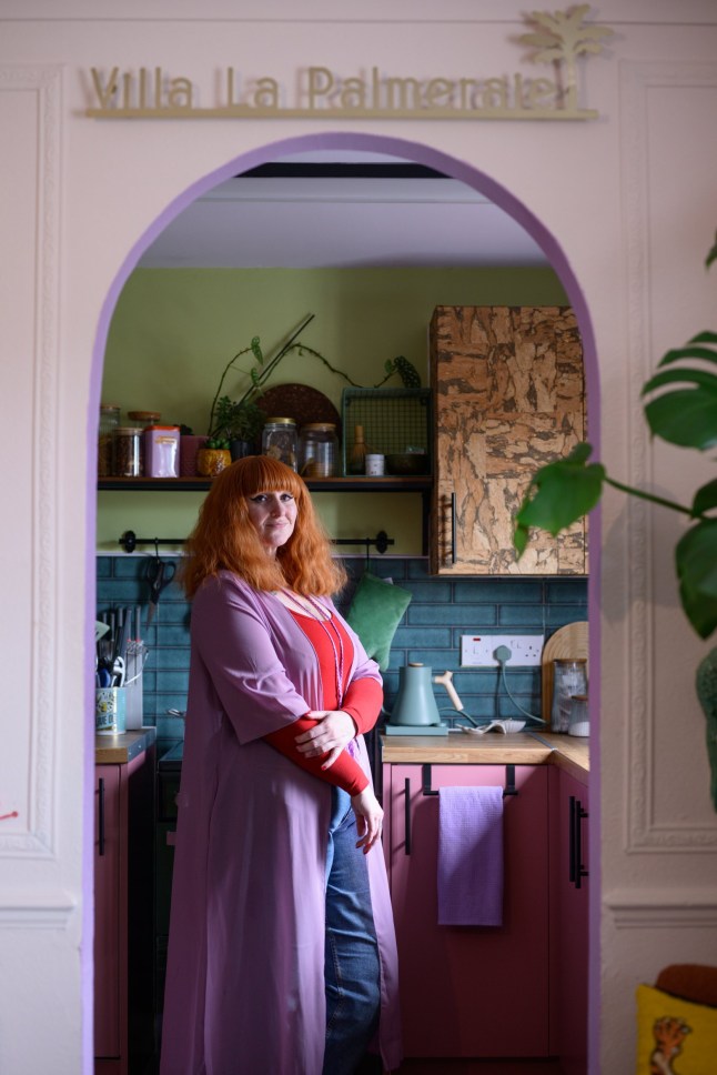 Interior designer Evelyn Lindley inside her one-bedroom flat in Marden, Kent.