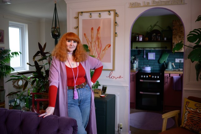 Interior designer Evelyn Lindley inside her one-bedroom flat in Marden, Kent.