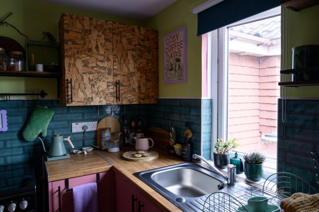 Interior designer Evelyn Lindley inside her one-bedroom flat in Marden, Kent.
