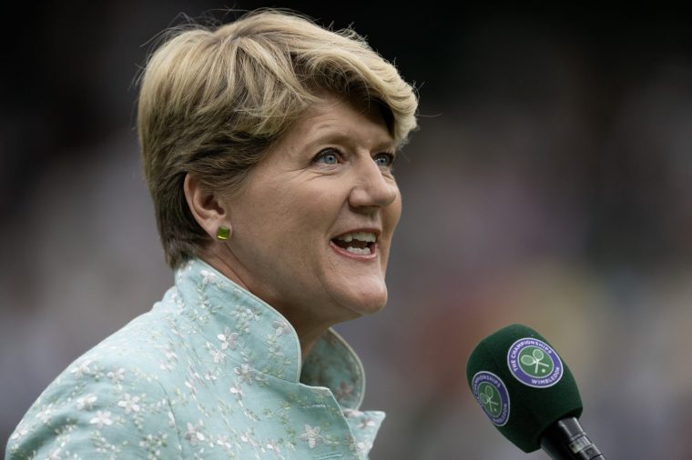 LONDON, ENGLAND - JULY 05: Sports Broadcaster Clare Balding speaks prior to the Gentlemen' Singles third round match between Jannik Sinner of Italy and Pedro Martinez of Spain on day six of The Championships Wimbledon 2025 at All England Lawn Tennis and Croquet Club on July 05, 2025 in London, England. (Photo by Visionhaus/Getty Images)
