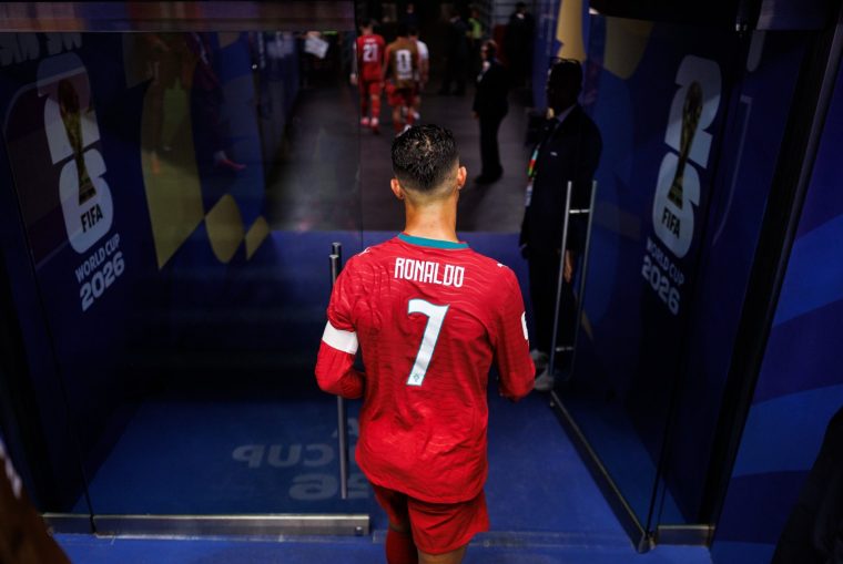ARLINGTON, TEXAS - JULY 06: Cristiano Ronaldo #7 of Portugal walks back to the dressing room after the team's 0-1 defeat in the FIFA World Cup 2026 Round of 16 match between Portugal and Spain at Dallas Stadium on July 06, 2026 in Arlington, Texas. (Photo by Ryan Pierse - FIFA/FIFA via Getty Images)