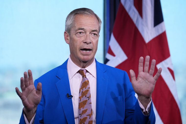 Reform UK leader Nigel Farage makes a statement to the media at the party headquarters in Millbank, central London. Mr Farage has resigned as MP for Clacton, saying he will fight the forthcoming by-election. Picture date: Tuesday July 7, 2026. PA Photo. Photo credit should read: Gareth Fuller/PA Wire