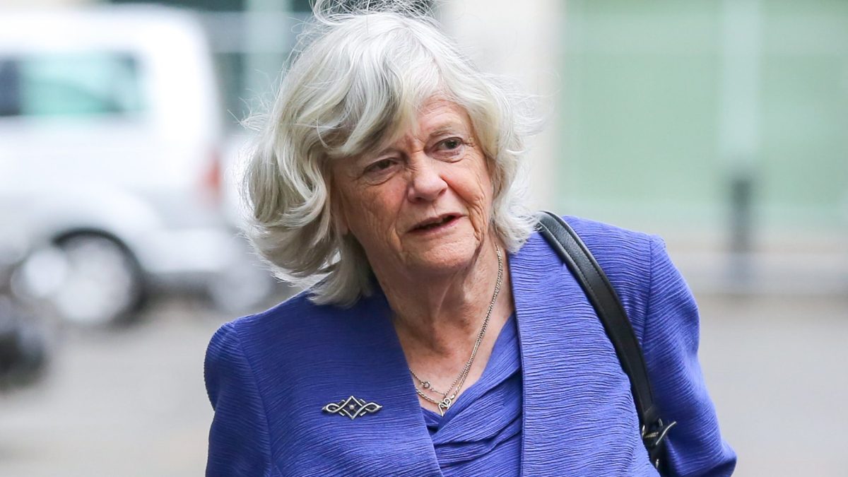 LONDON, UK, UNITED KINGDOM - 2019/05/27: Ann Widdecombe elected as a Member of the European Parliament ( MEP) for South West England is seen arriving at the EU election results press conference in Westminster. The newly formed Brexit Party wants the UK to leave the EU without an agreement won 10 of the UK's 11 regions, gaining 28 seats, more than 32% of the vote across the country and are largest party in nine regions. (Photo by Dinendra Haria/SOPA Images/LightRocket via Getty Images)