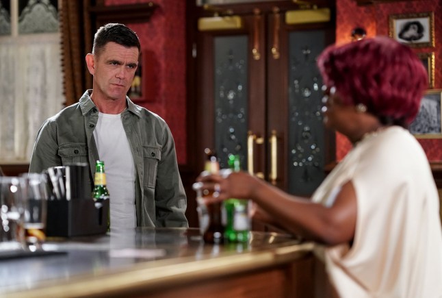 Jack stood in the pub with Kim in EastEnders