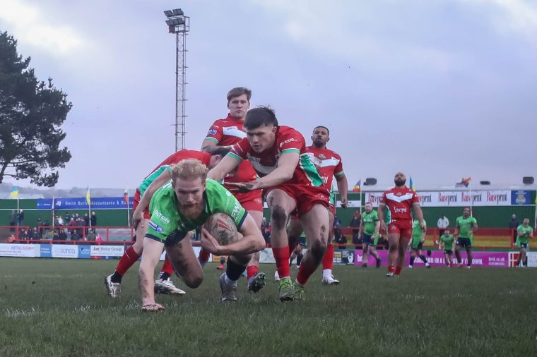 Joe Brown plays for Sheffield during the pre-season friendly match between Keighley Cougars and Sheffield Eagles at Cougar Park in Keighley, on December 20, 2025. (Photo by Simon Hall/MI News/NurPhoto via Getty Images)