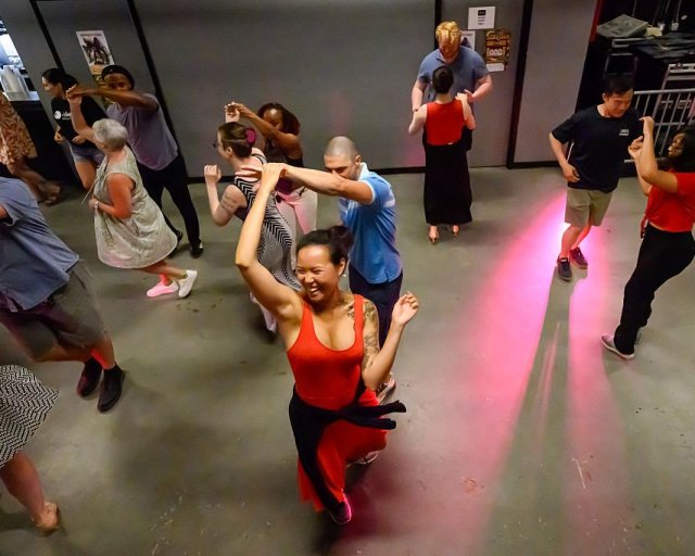 ALBANY, NY - JULY 8: Salsa dancers at the opening event of Arts in the City program on Wednesday, July 8, 2026, at Empire Live Underground in Albany, NY. The new, free weekly series to promote creativity and wellness through the arts will continue on July 15. (Jim Franco/Albany Times Union via Getty Images)