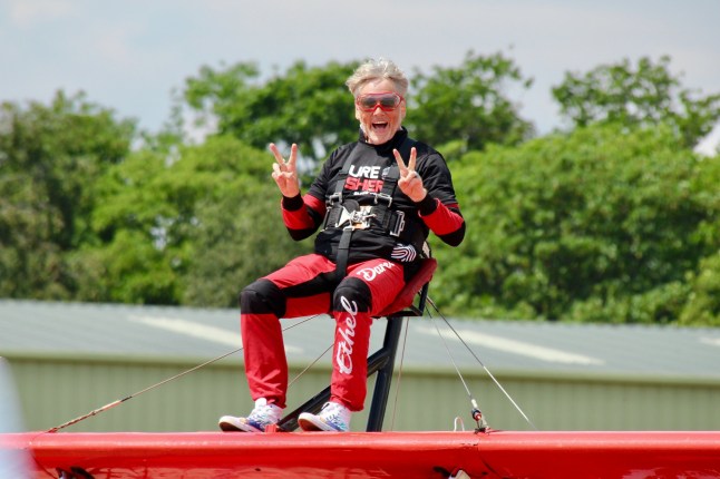 Emmerdale cast take to the skies in plane stunt and our hearts are in our mouths