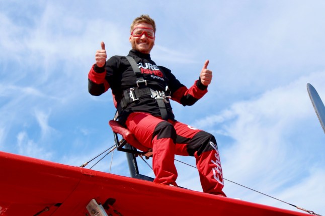 Emmerdale cast take to the skies in plane stunt and our hearts are in our mouths