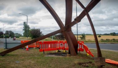 Vehicle damages the universe - Stratford sculpture needs repair job