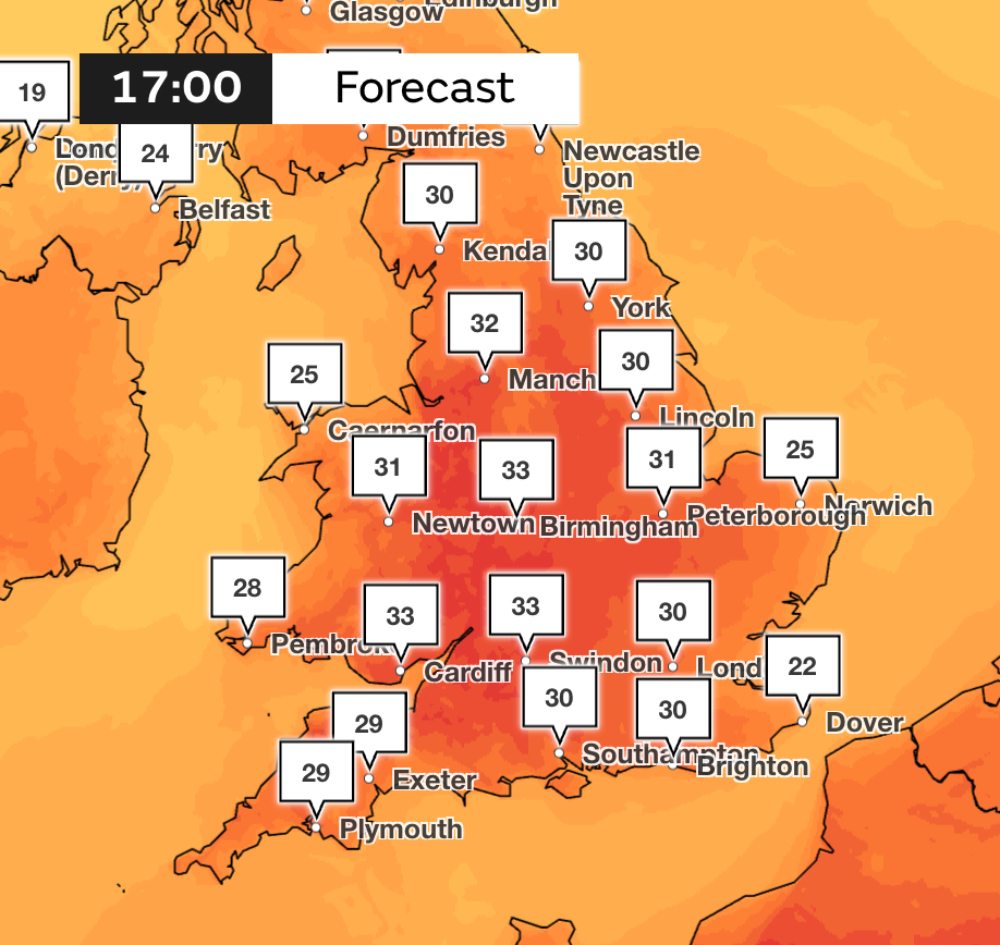 Friday afternoon is set to be sweltering