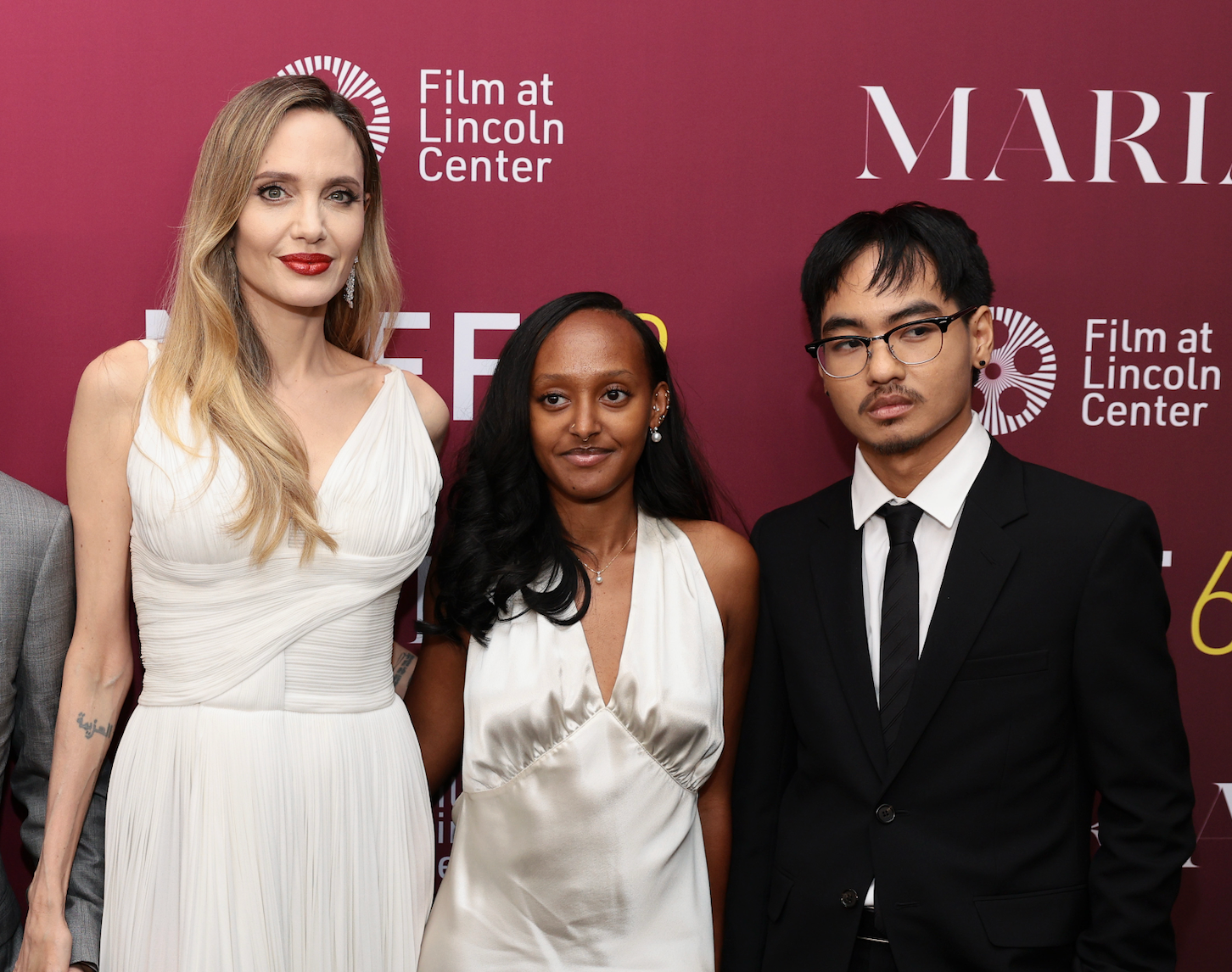 The actor with children, Zahara and Maddox, at a New York film screening in 2024
