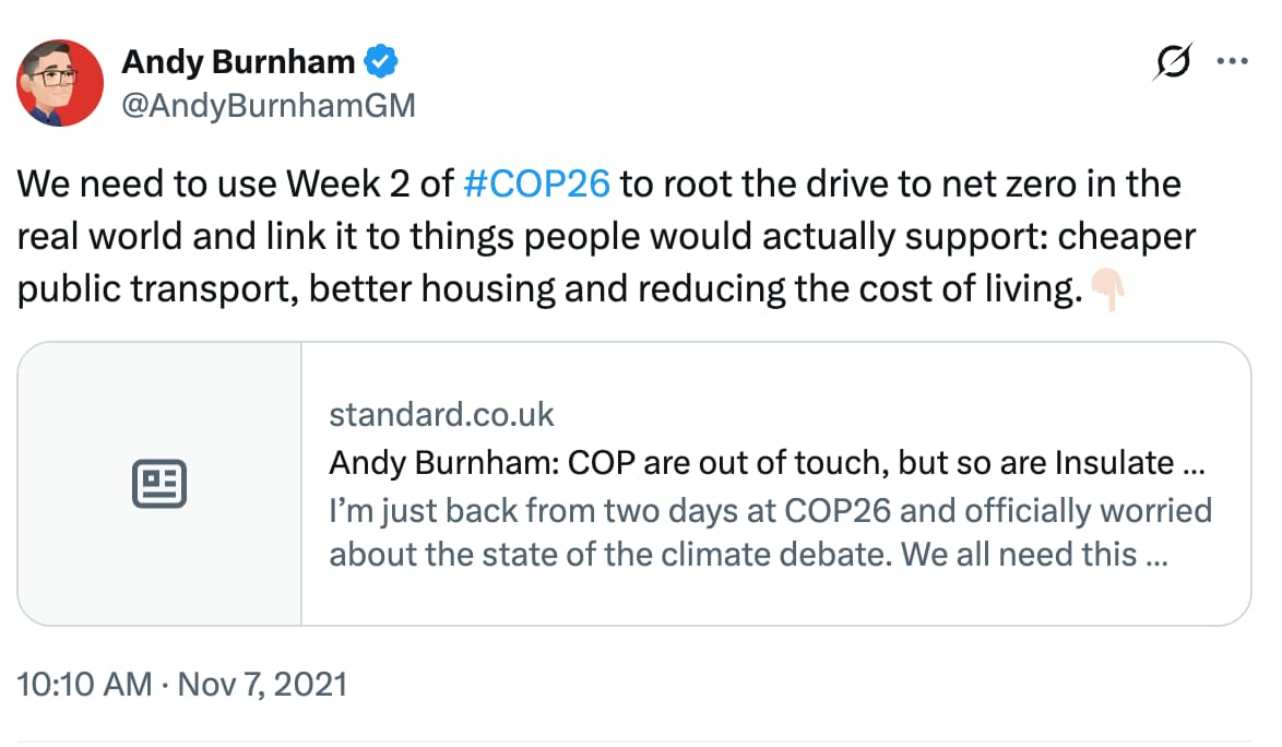 
Andy Burnham on X: We need to use Week 2 of COP26