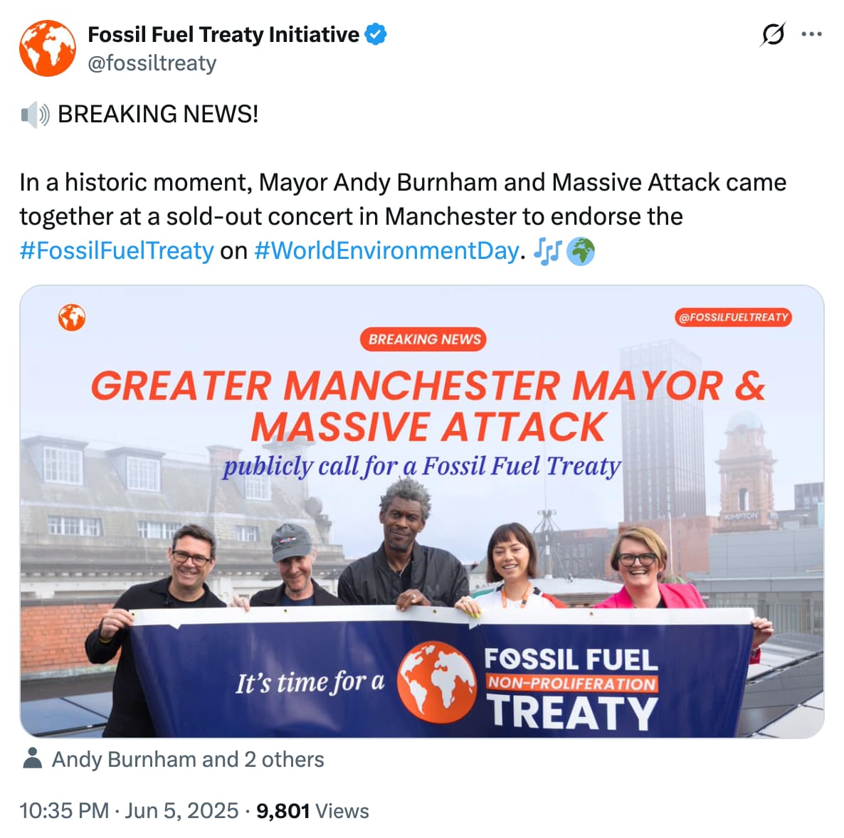 Fossil Fuel Treaty Initiative on X: In a historic moment, Mayor Andy Burnham