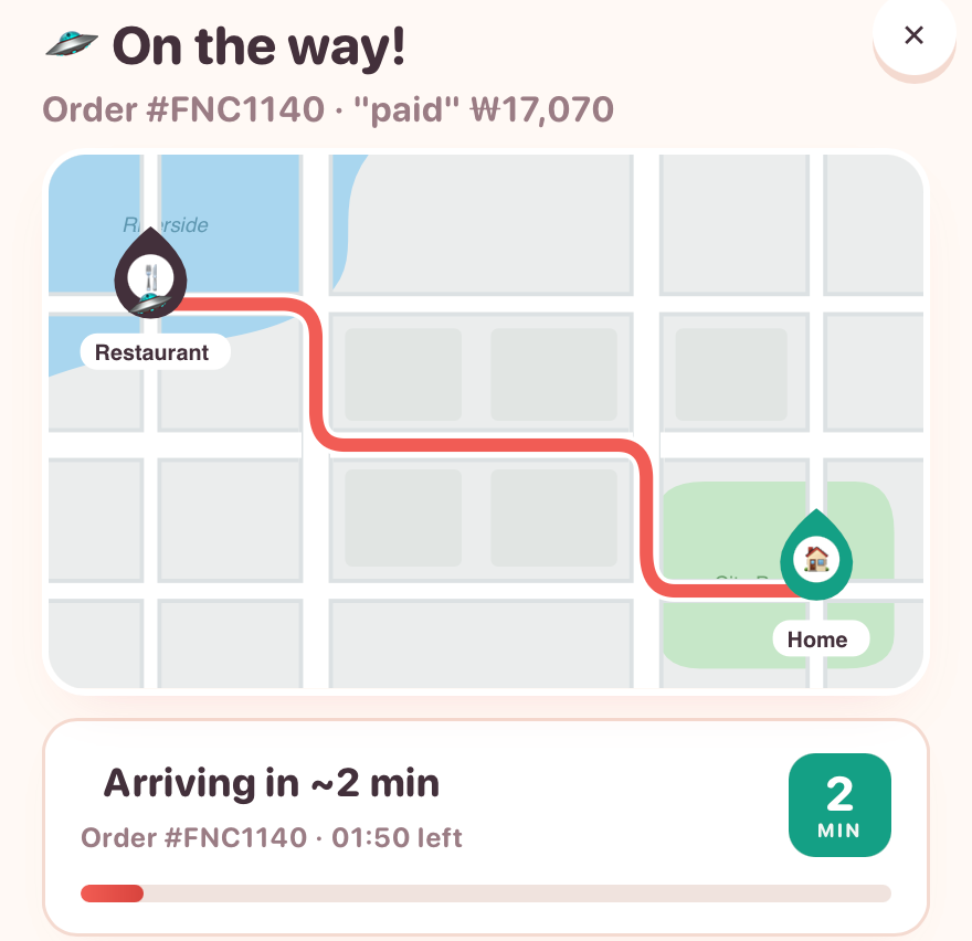 Did somebody say, just wait? On Food Never Comes, you can even track the fake courier tasked with dispatching your ‘order’