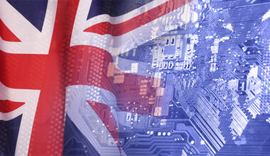 High tech. Made in Great Britain. 3d illustration