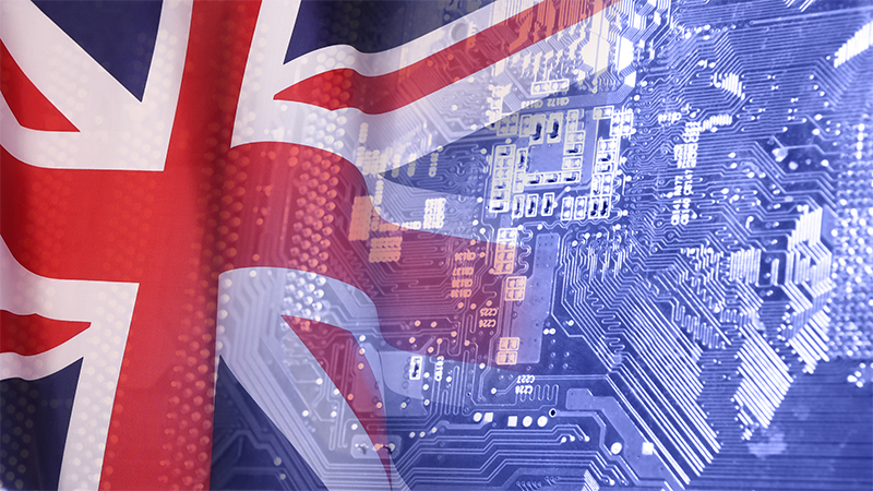 High tech. Made in Great Britain. 3d illustration
