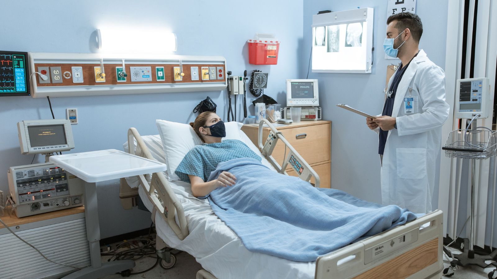 Sick man in hospital