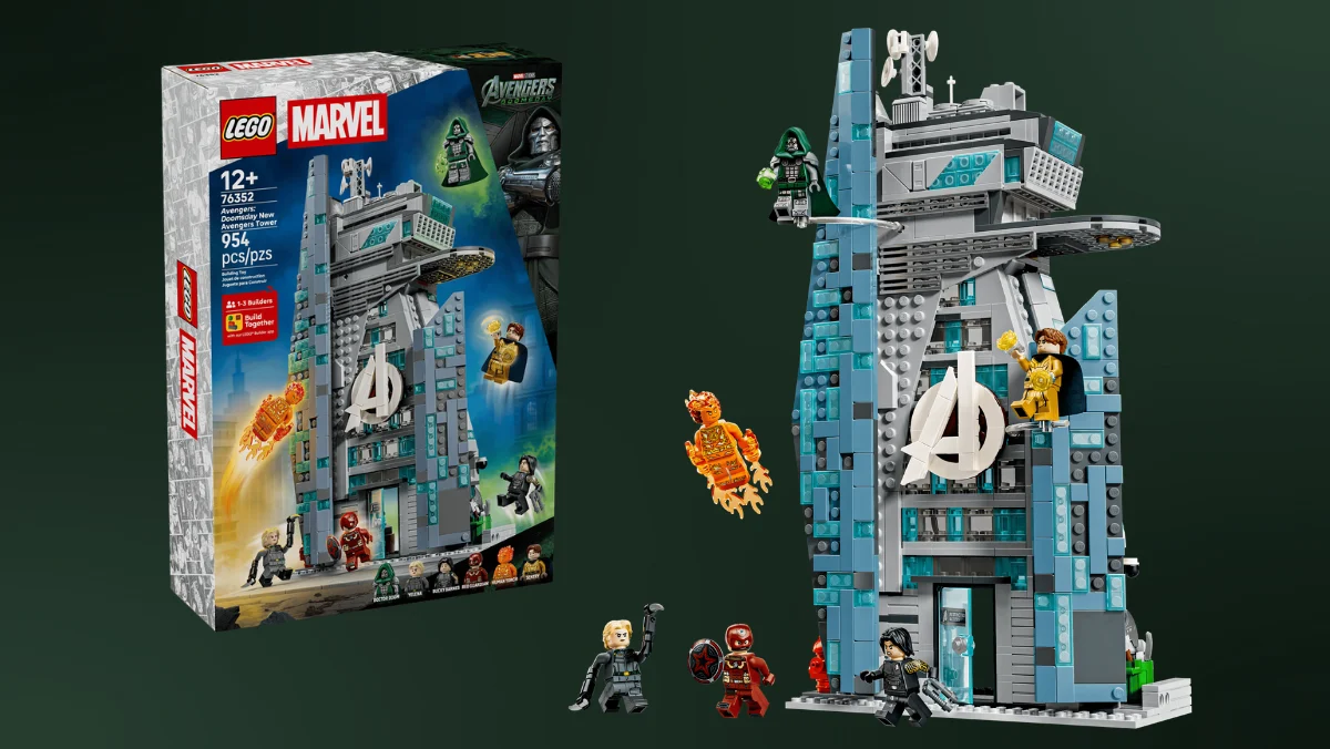 LEGO's product images for its new set, the New Avengers Tower.