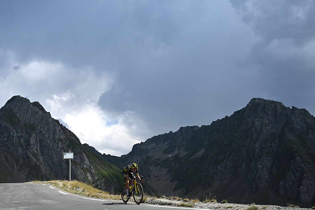 GAVARNIE-GEDRE, FRANCE - JULY 09: Davide Piganzoli of Italy and Team Visma | Lease a Bike competes climbing to the Col du Tourmalet (2107m) competes during the 113th Tour de France 2026, Stage 6 a 186.2km stage from Pau to Gavarnie-Gedre 1379m / #UCIWT / on July 09, 2026 in Gavarnie-Gedre, France. (Photo by Dario Belingheri/Getty Images)