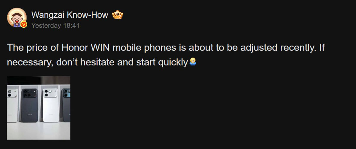 Honor WIN Series price leak