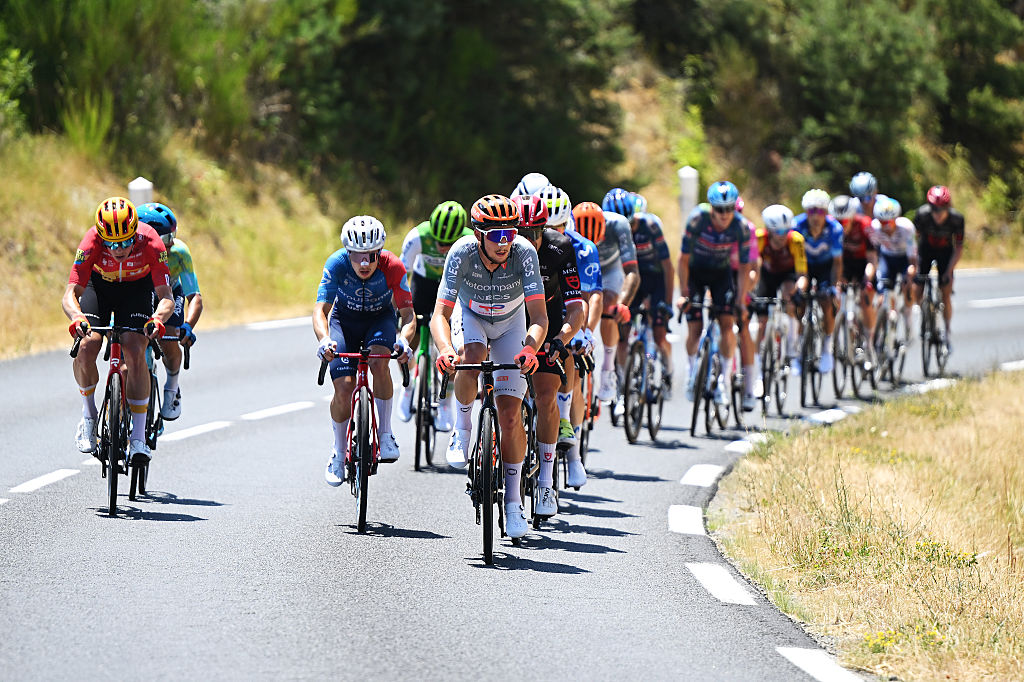 LE LIORAN, FRANCE - JULY 14: (L-R) Jonas Abrahamsen of Norway and Team Uno-X Mobility and Kevin Vauquelin of France and Netcompany INEOS Cycling Team compete during the 113th Tour de France 2026, Stage 10 a 166.6km stage from Aurillac to Le Lioran 1240m / #UCIWT / on July 14, 2026 in Le Lioran, France. (Photo by Dario Belingheri/Getty Images)