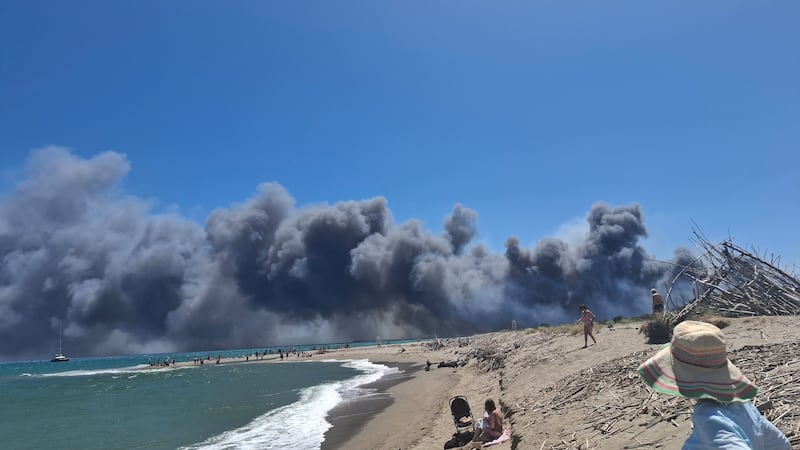 Smoke rising near the Yelloh Village Le Brasilia campsite. Photograph: Michael Cleary
