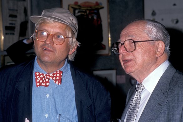 Hockney (left) with friend and collector, the Hollywood director Billy Wilder in 1989.