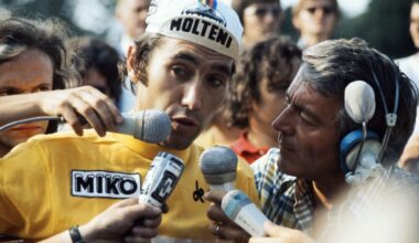 Eddy Merckx wearing the yellow jersey at the 1974 Tour de France