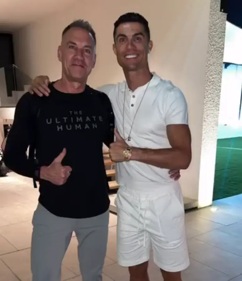 Gary Brecka with Cristiano Ronaldo, who he met in Saudi Arabia in 2024 (Instagram/@garybrecka)