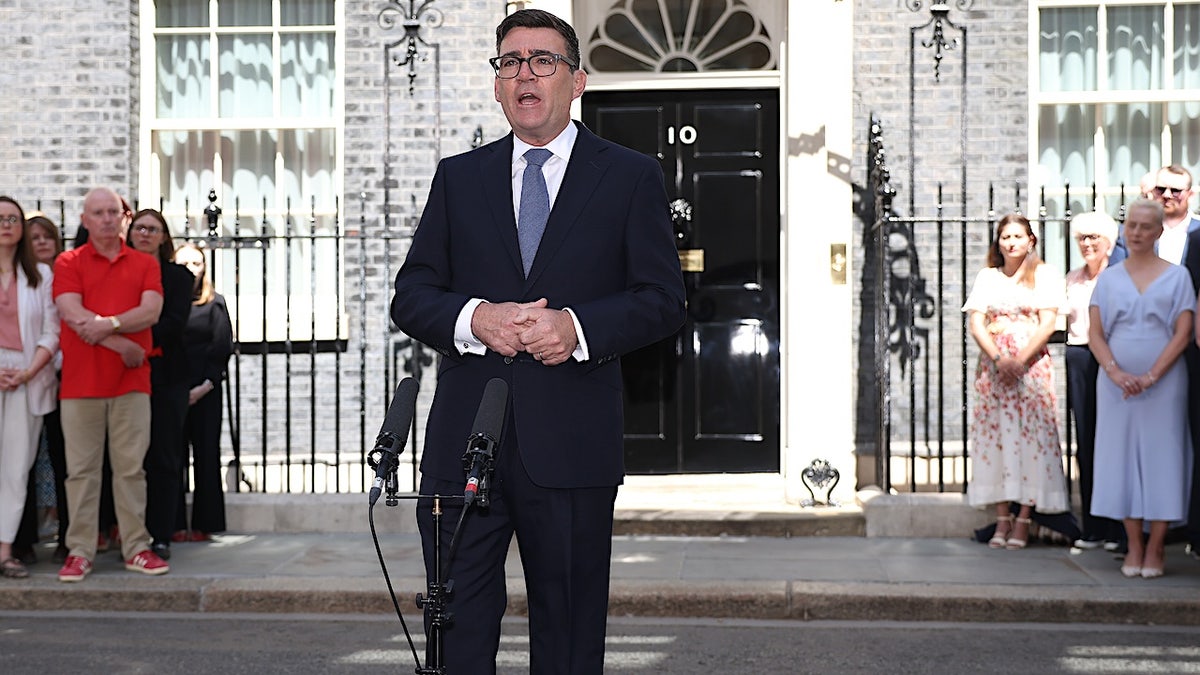 LONDON, ENGLAND - JULY 20: Andy Burnham delivers his inaugural speech as UK's new Prime Minister on on July 20, 2026 in London, England. The Member of Parliament for Makerfield becomes the UK's 59th Prime Minister, succeeding Sir Keir Starmer, who resigned as leader of the Labour Party and Prime Minister in June. (Photo by Dan Kitwood/Getty Images)