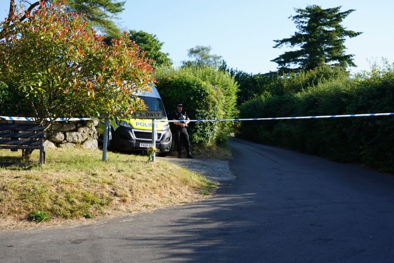 Police outside the house of Ann Widdecombe in Haytor in Dartmoor on Saturday, July 11, 2026.