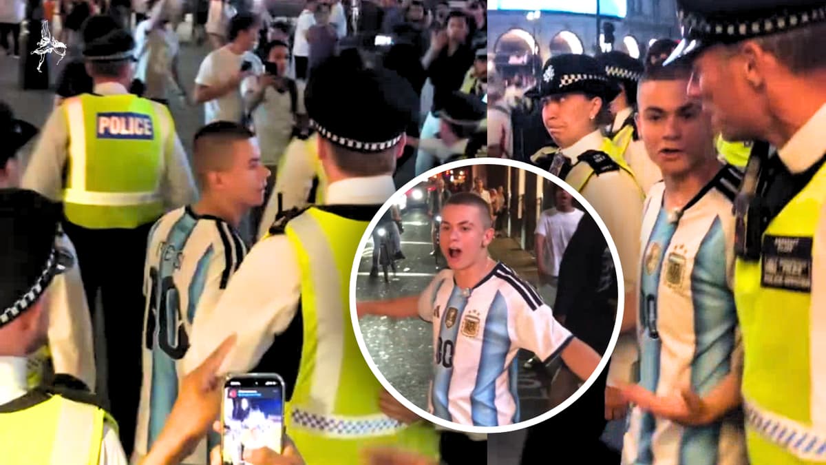 Police rescue Argentina fan from huge crowd in Piccadilly Circus - London Evening Standard