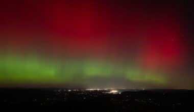 Aurora borealis northern lights produced solar geomagnetic