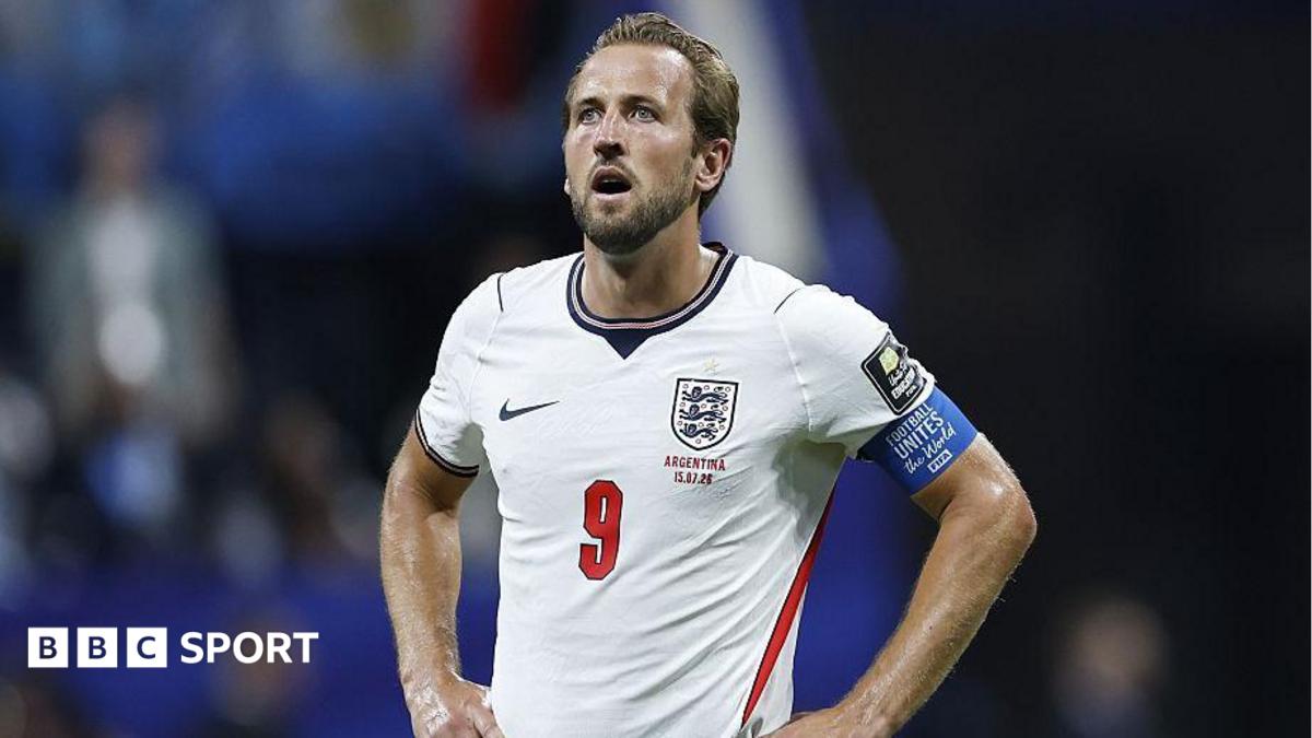 Harry Kane of England looks disappointed after the 2026 FIFA World Cup semi-final defeat to Argentina