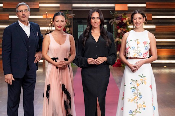 Judges Jean Christophe Novelli looking cranky, Poh Ling Yeow, Meghan and Sofia Levin. 