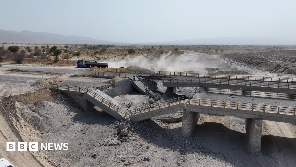 Images shared on Friday showed a damaged bridge in Iran's southern Hormozgan province.