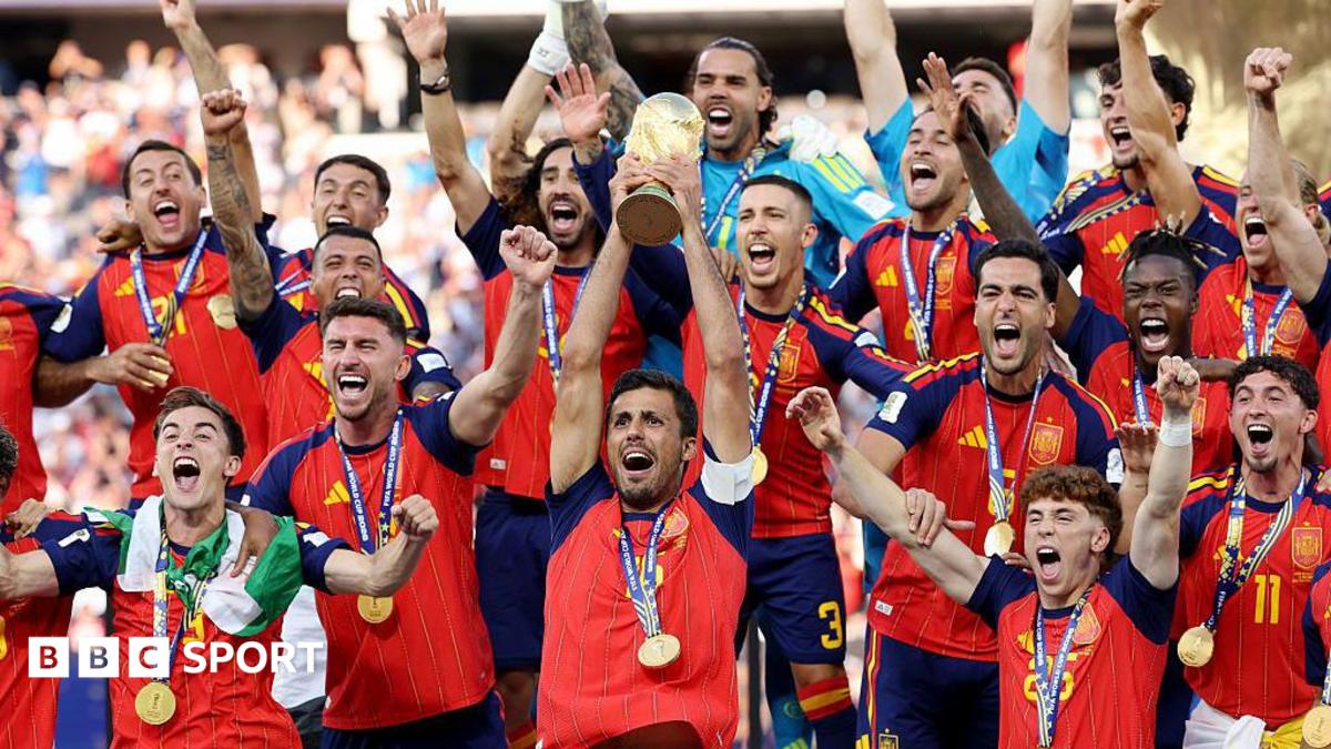 Spain celebrate winning the  men's World Cup