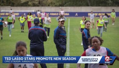 Cast of Ted Lasso has busy match day in Kansas City