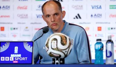 Thomas Tuchel at a news conference in Miami before England's third-place play-off with France