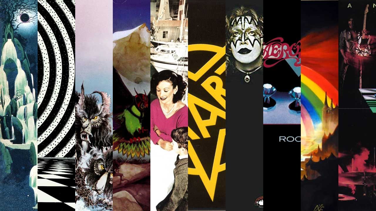 Segments of cover art from ten 70s rock albums