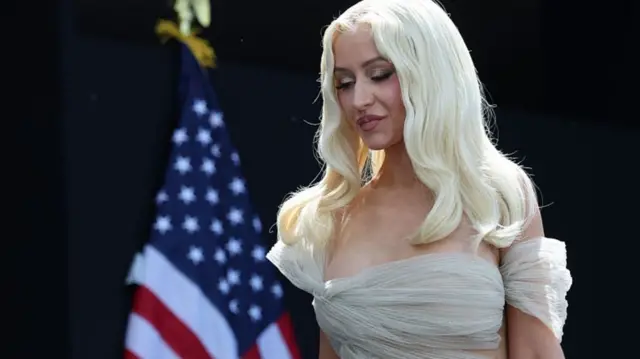 Christina Aguilera performs during the dedication ceremony for the opening of the Barack Obama Presidential Center in John Lewis Plaza on June 18, 2026
