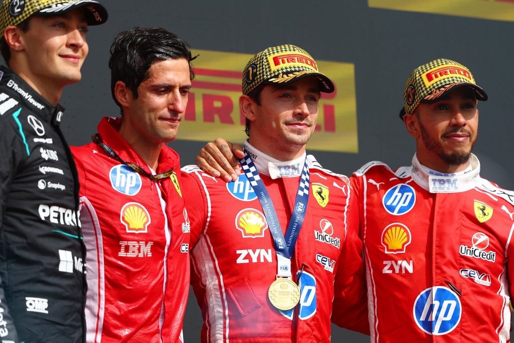 Charles Leclerc, Ferrari, Lewis Hamilton, Ferrari, George Russell, Mercedes
