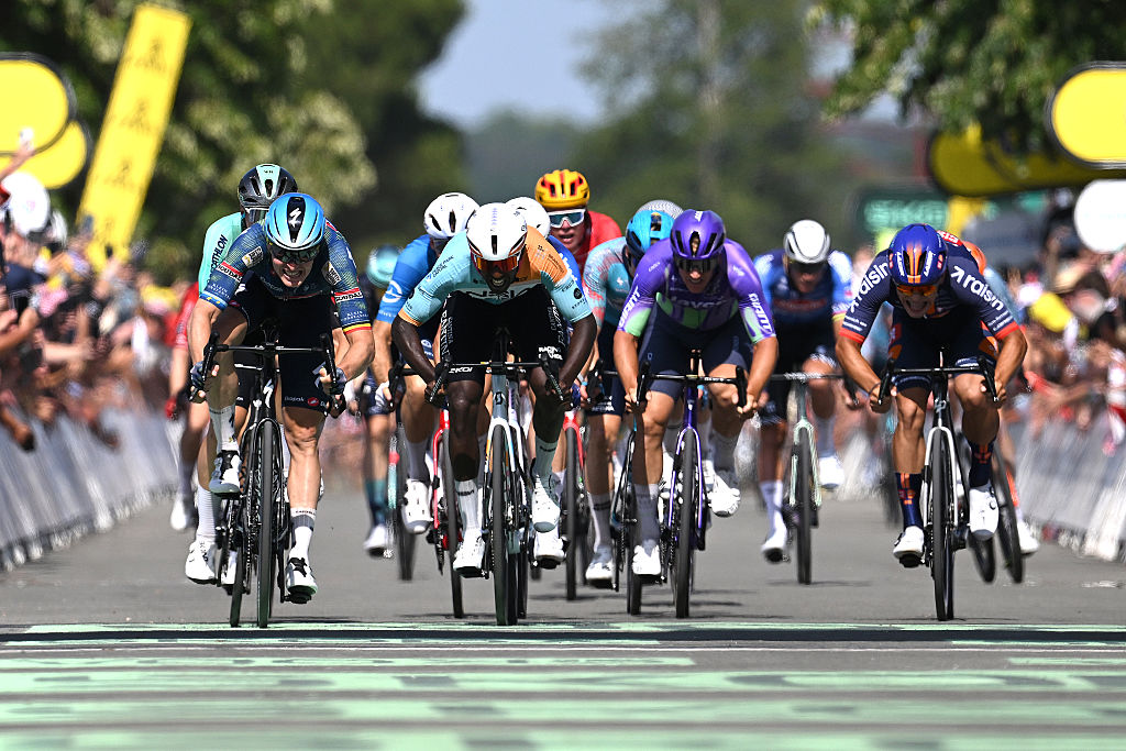 tage winner Tim Merlier of Belgium and Team Soudal Quick-Step, Biniam Girmay of Eritrea and Team NSN Cycling, Pascal Ackermann of Germany and Team Jayco AlUla and Pavel Bittne